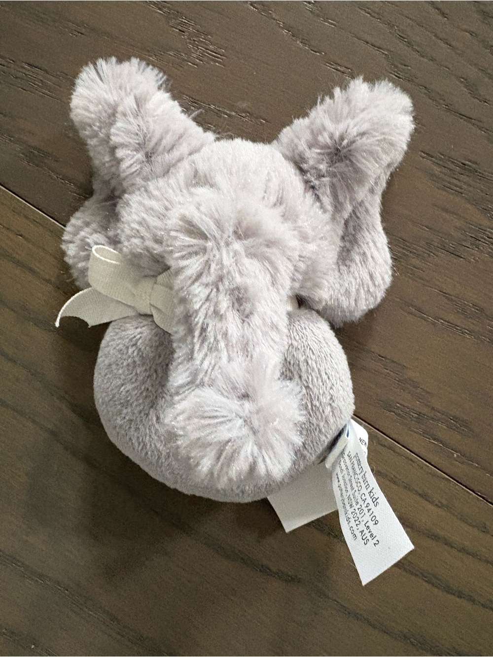 Pottery barn kids gray elephant baby rattle NWT